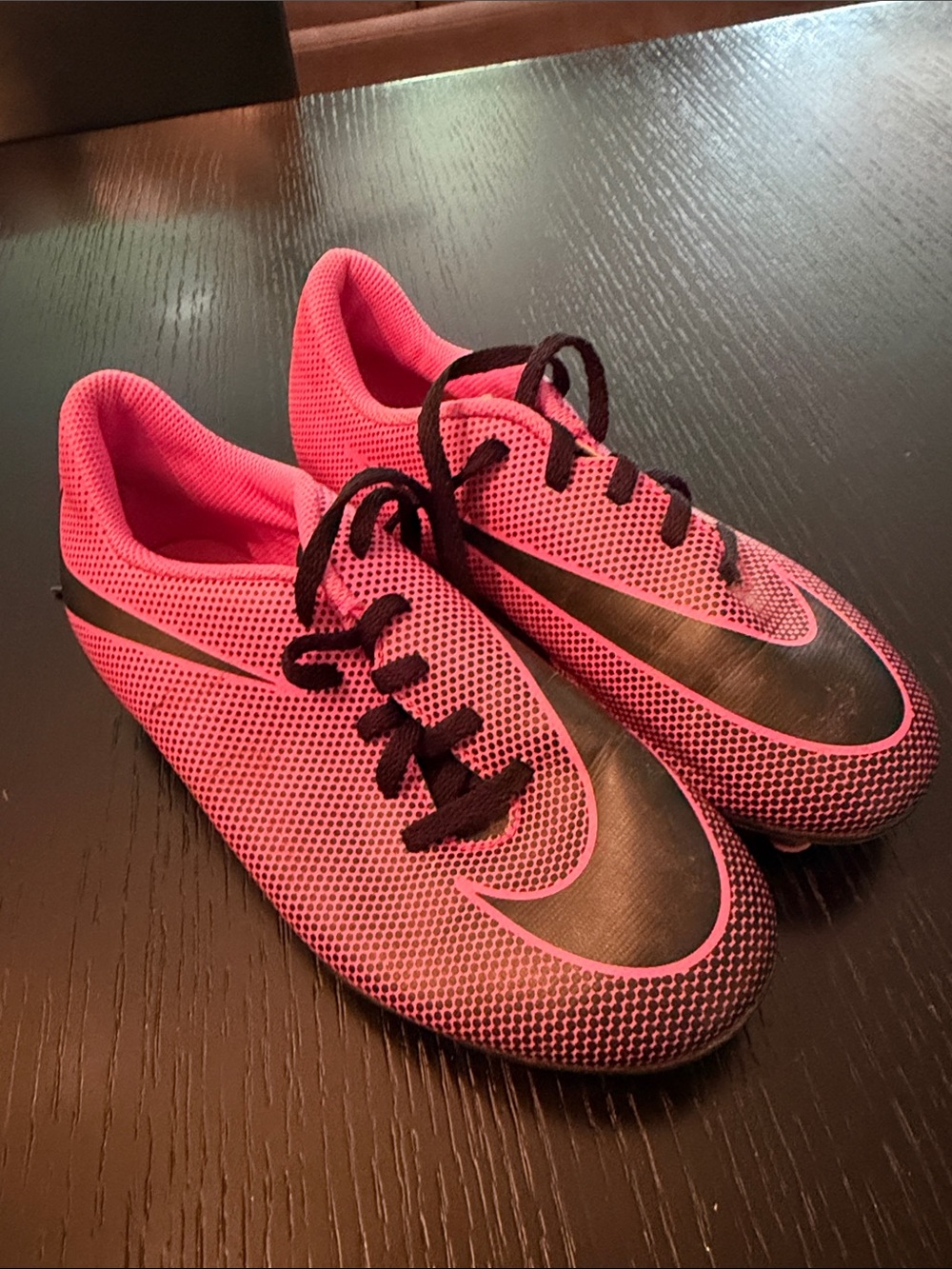Kids Kids Soccer Cleats - Pink with Black Accents